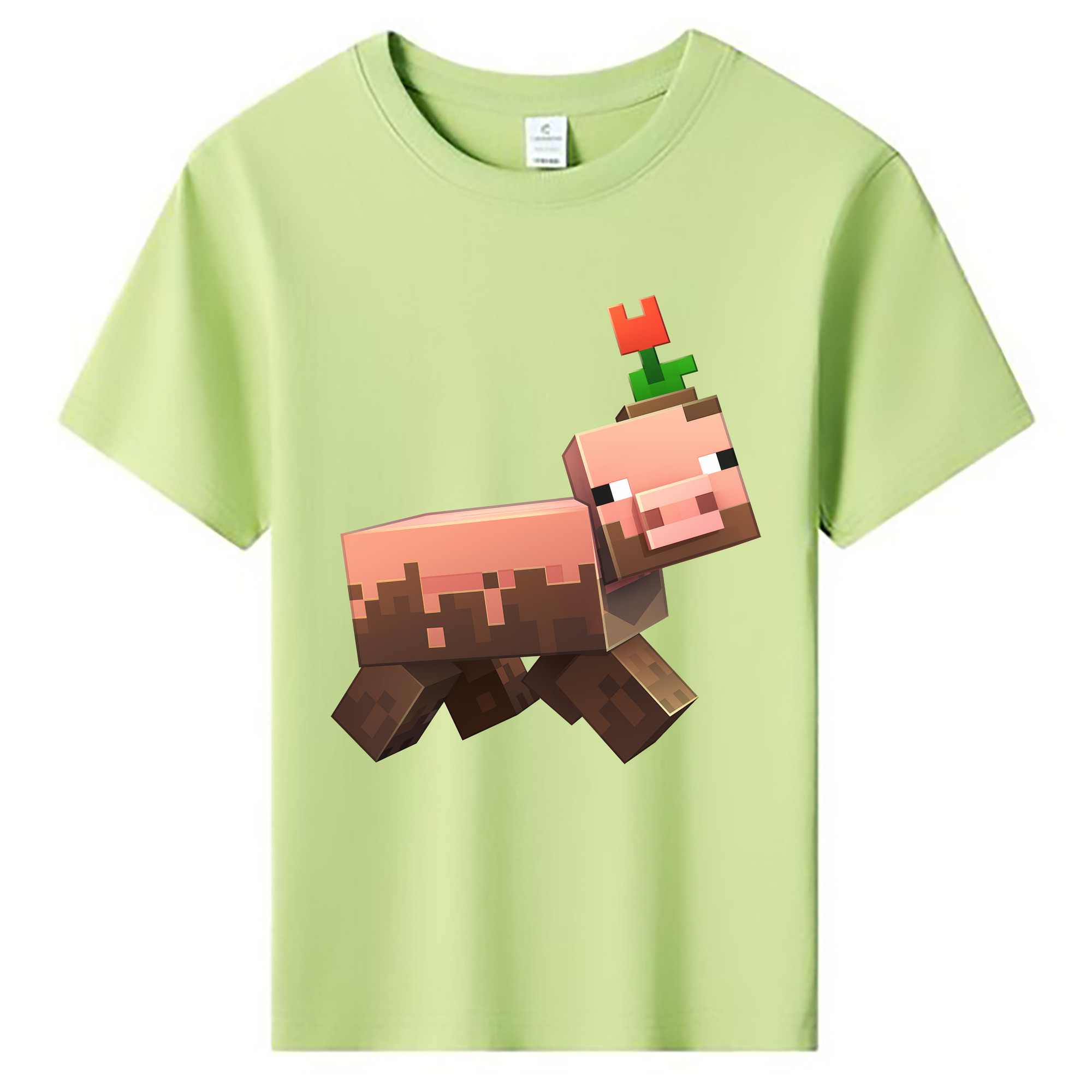 （画像用） マインクラフト ブロックの世界 Minecraft MC Block world 綿100％キッズTシャツ（フロントプリント）
